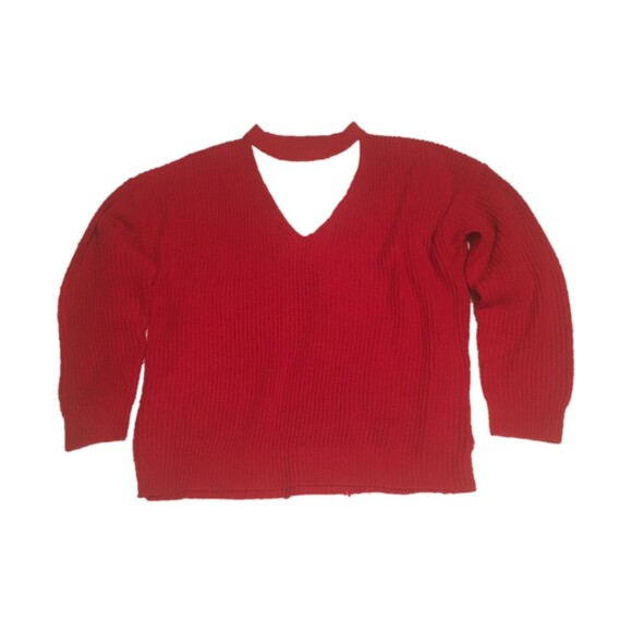 🎯3 for $30🎯 Marci sweater XL red keyhole ribbed knit oversized Siren Grunge - Picture 1 of 7